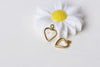 50 pcs Raw Brass Tiny Heart Frame Charms 5.6x7.5mm A8742