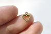 20 pcs Raw Brass Tiny Heart Frame Charms 7.5x9mm A8743