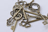 Antique Bronze Skeleton Key Charms Pendants Assorted Set of 69 A8785
