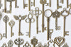 Antique Bronze Skeleton Key Charms Pendants Assorted Set of 36 A8786