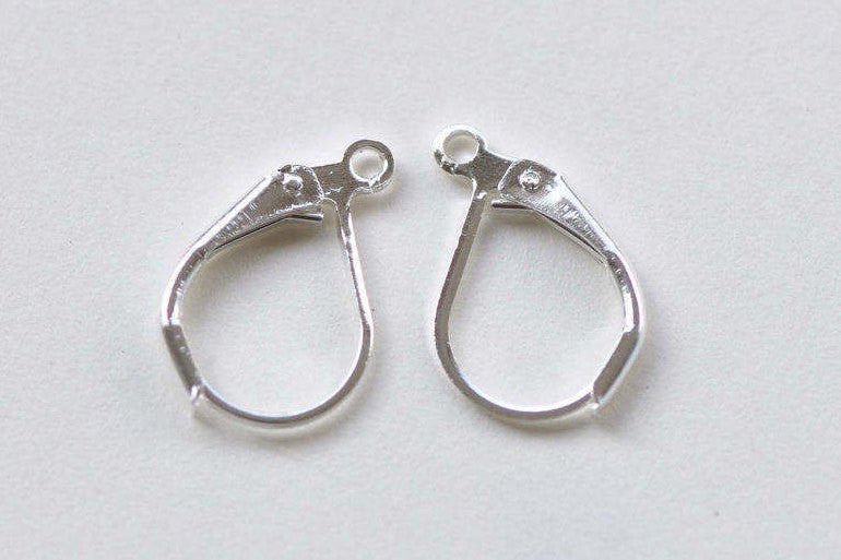 Silver Leverback Earwire Earring Findings 10x14mm Set of 40 pcs A8804