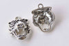 Antique Silver 3D Tiger Head Skull Charm Pendants Set of 10 A8805