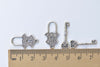 30 sets of Antique Silver Key And Lock Toggle Clasps A8815