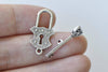 30 sets of Antique Silver Key And Lock Toggle Clasps A8815
