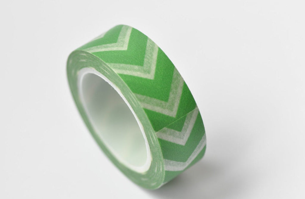 Green Washi Tape/ Chevron Translucent Japanese Masking Tape 15mm Wide x 10M A12860