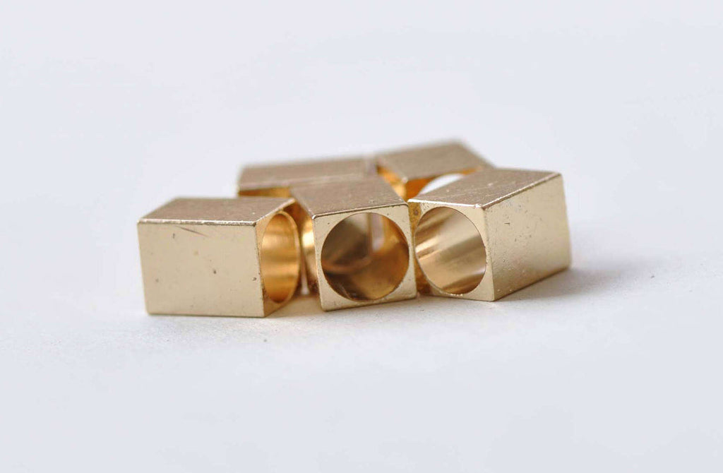 10 pcs Brass Rectangle Cube Beads 6x8mm A8829