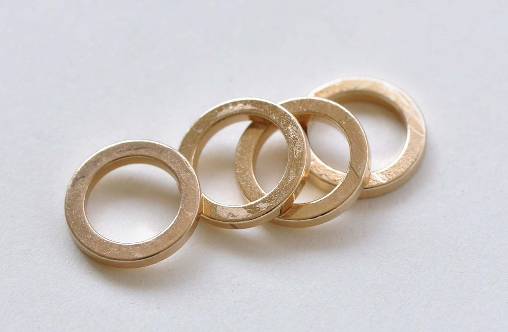10 pcs 18K Champagne Gold Thick Seamless Circle Rings 14mm A8833