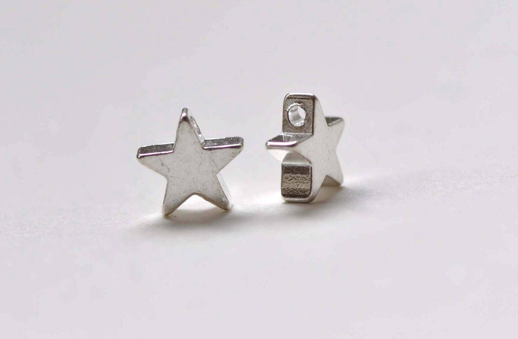50 pcs Shiny Silver Tone Tiny Star Spacer Beads 8mm A8843