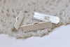 50 pcs Silver Tone Ribbon Ends Clamps Fasteners Clasps 30mm A8849