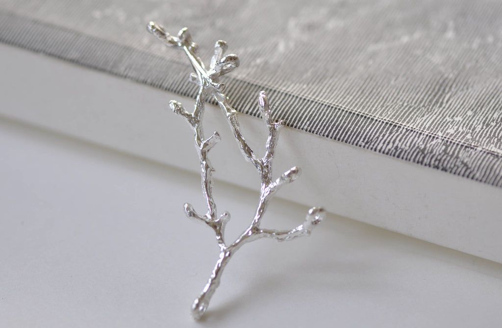 Shiny Silver Twig Pendants Branch Connectors Set of 10 A8859