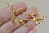 Shiny Gold Twig Pendants Branch Connectors Set of 10 A8860