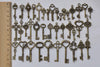 Antique Bronze Skeleton Key Charms Pendants Assorted Set of 40 A8784