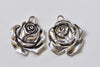 4 pcs Antique Silver Rose Flower Charm Pendants 32x35mm A8795