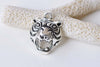Antique Silver 3D Tiger Head Skull Charm Pendants Set of 10 A8805