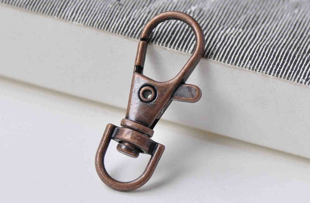 10 pcs Antique Copper Lobster Swivel Clasps 13x37mm A8909