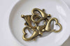 10 pcs Antiqued Bronze Heart Lobster Clasps 22x27mm A8913