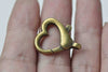 10 pcs Antiqued Bronze Heart Lobster Clasps 22x27mm A8913