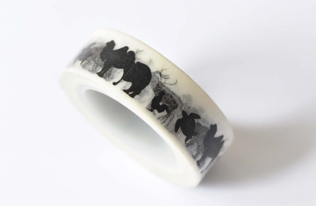 Black Ink Camel Deer Rabbit Turtle Animal Washi Tape 15mm x 10M A12428