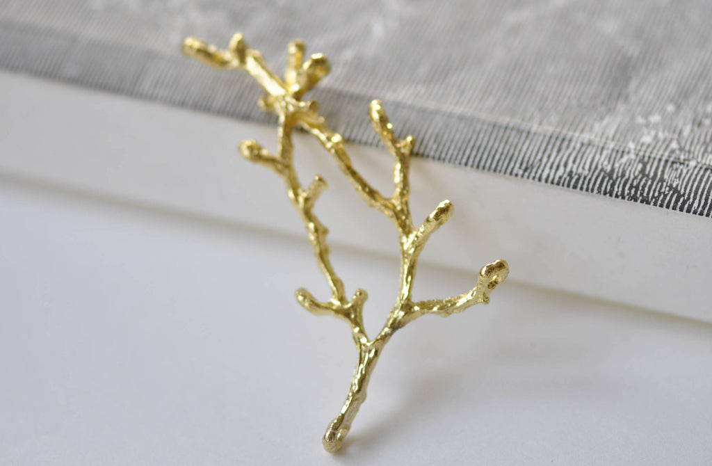 Shiny Gold Twig Pendants Branch Connectors Set of 10 A8860
