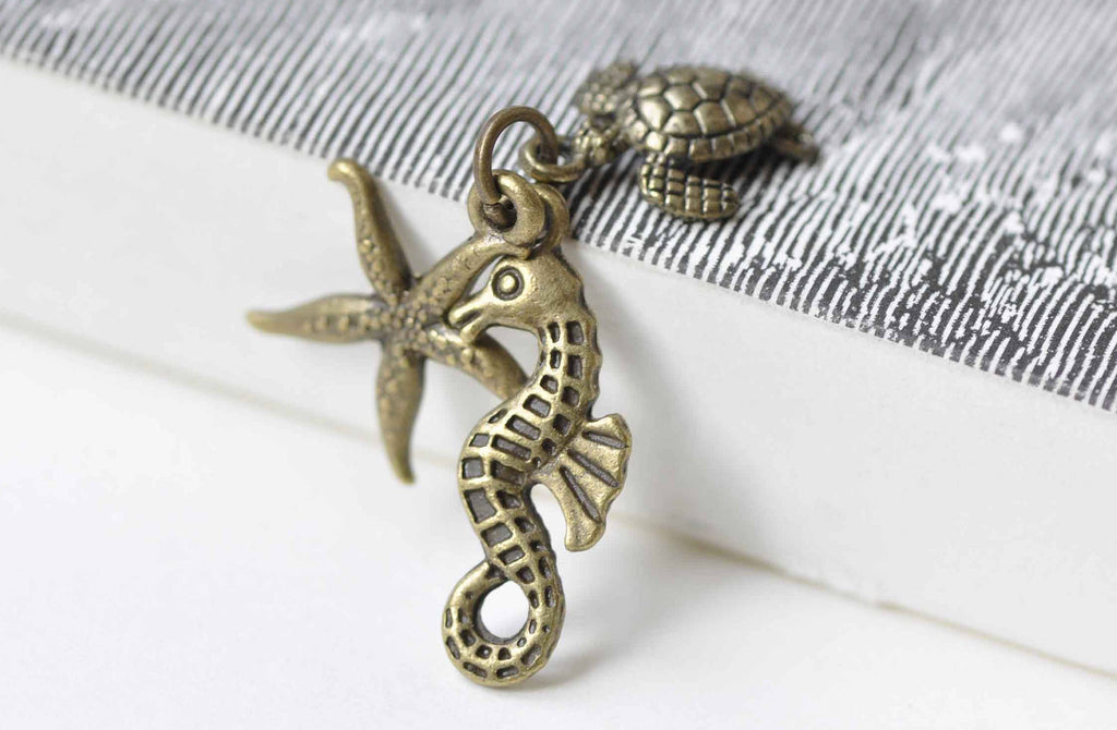 Antique Bronze Ocean Creature Kit Charms Pendants Set of 10 A8983