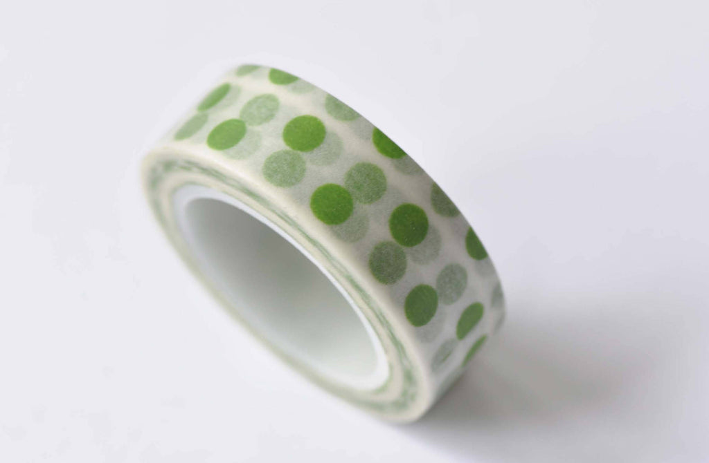 Green Polka Dots Adhesive Washi Tape 15mm Wide x 10M Roll A12529