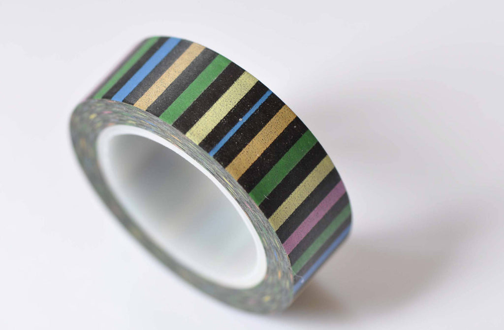 Colorful Stripes Deco Adhesive Washi Tape 15mm Wide x 10M Roll A12577