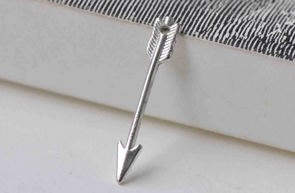 50 pcs of Shiny Silver Arrow Charms 6x30mm A8915