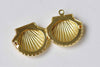 4 pcs Anti Tarnish 24K Gold Scallop Shell Photo Locket Pendants A8969