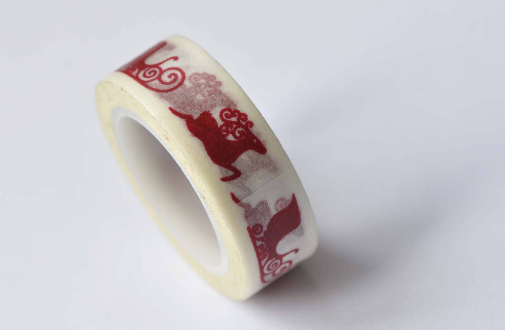Red Reindeer Masking Washi Tape 15mm Wide x 10M Roll A12673
