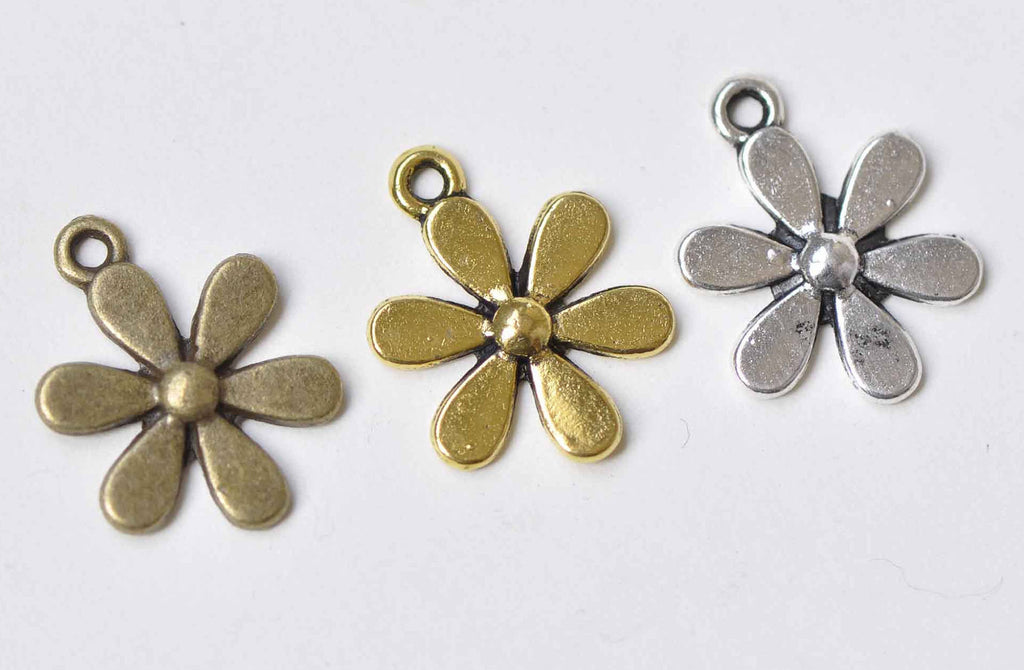 20 pcs Antique Silver/Bronze/Gold 6 Leaf Flower Charms 14mm
