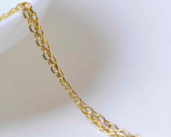 16ft (5m) Gold Tone Brass Textured Oval Cable Chain 1.5mm A9035