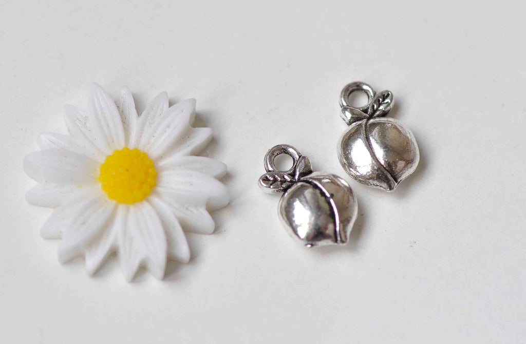 20 pcs Antique Silver Peach Fruit Charms 8x14mm A8996