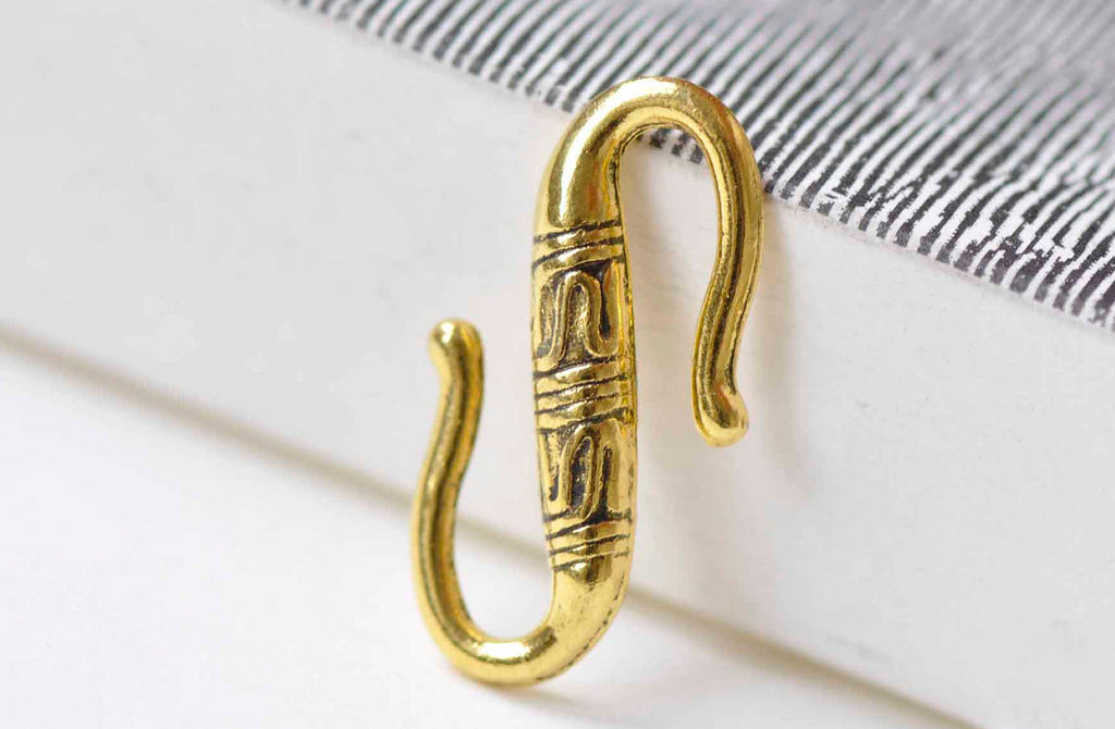 30 pcs Antique Gold Textured S Hook Closure Clasps 11x22mm A9003