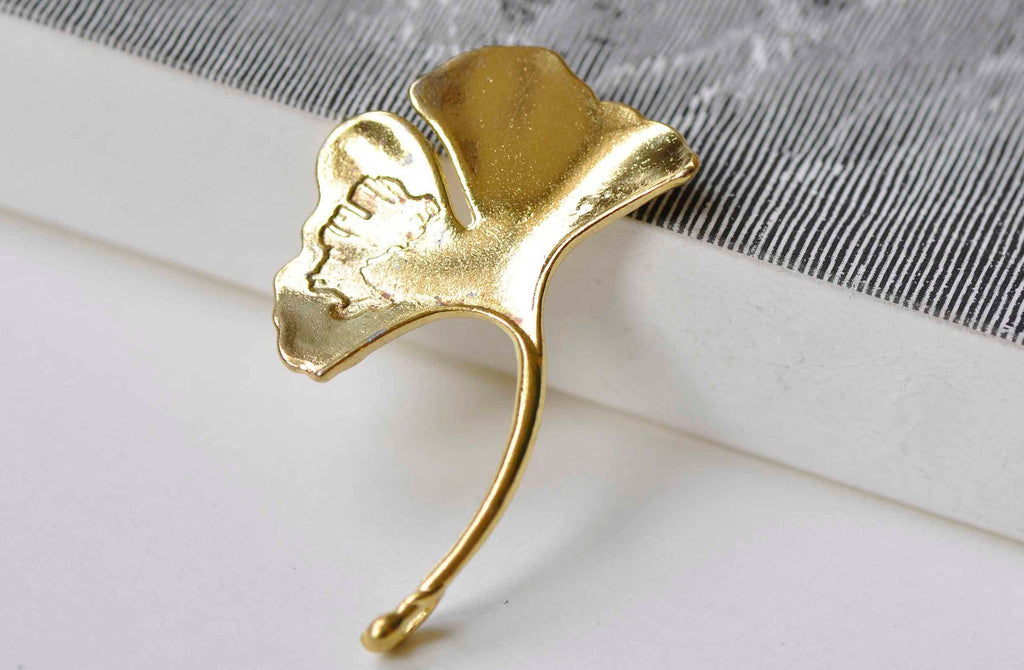 10 pcs Shiny Gold Gingko Gingkgo Leaf Connector Pendants A9013