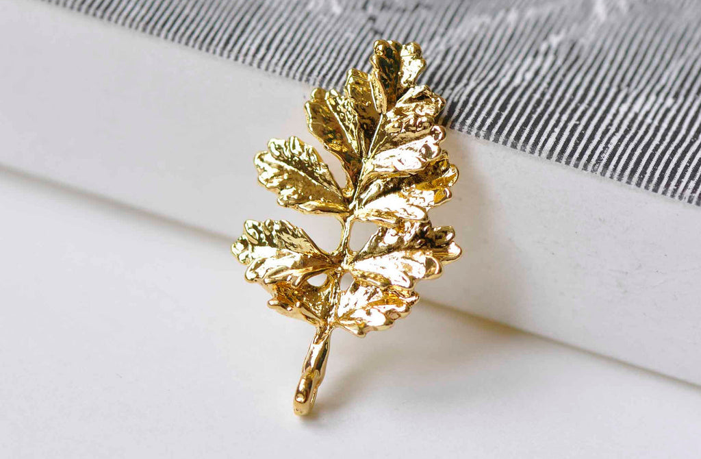 10 pcs Shiny Gold Tree Charms Pendants Back Loop 18x31mm A9016