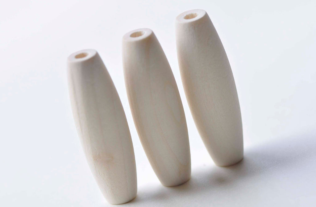 10 pcs Unfinished Large Oval Wood Beads Findings 15x45mm A4296