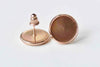 10 sets Anti Tarnish Rose Gold Ear Stud Earring Posts Bezel 8mm-16mm