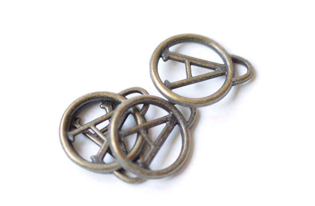 20 pcs Antique Bronze Letter Charms 13mm A9031
