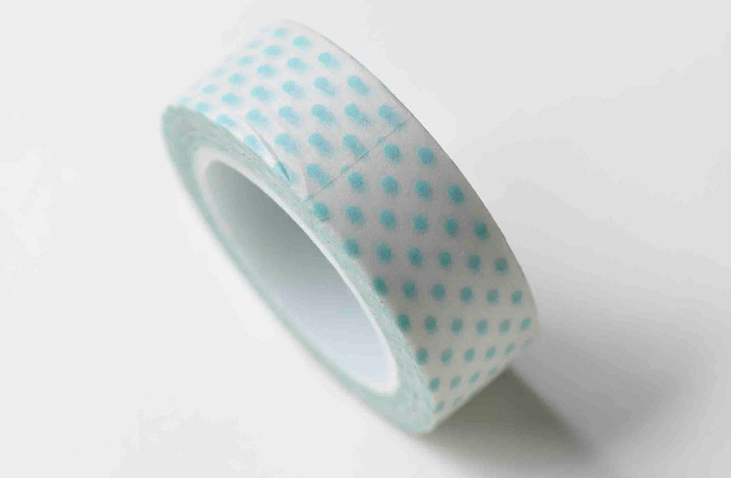 Blue Polka Dots Adhesive Washi Tape 15mm Wide x 10M Roll A12928