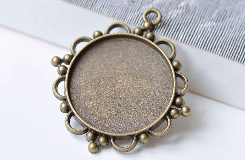5 pcs Pendant Tray Base Setting Match 30mm Cabochon A9045