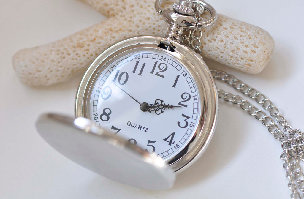 1 PC Black/Platinum/Bronze Blank Large Pocket Watch Necklace Size 47mm