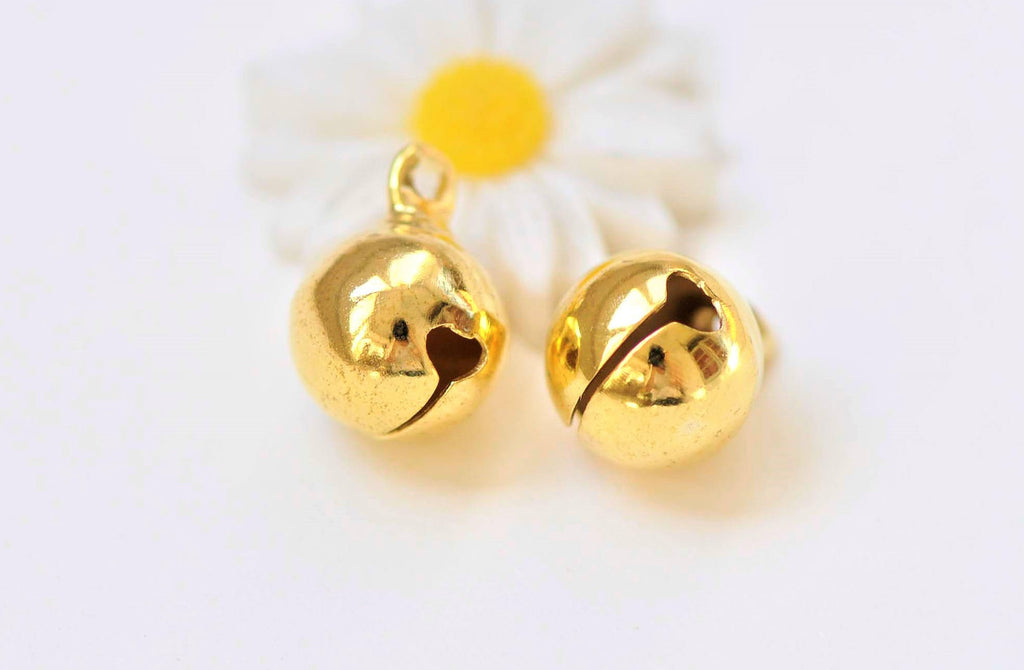 50 pcs Gold Color Brass Bells Jingle Bells Charms 10mm A5501