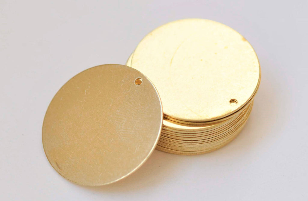 20 pcs Raw Brass Flat Round Blank Disc Thick Charms 1 inch 25mm A2353