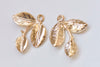 10 pcs Light Gold Three Leaf Branch With Peg Charms 23mm A4805