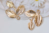 10 pcs Light Gold Three Leaf Branch With Peg Charms 23mm A4805