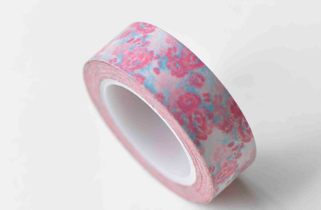 Pink Flowers Washi Tape 15mm x 10M A12998