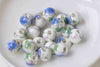 20 pcs Blue Flower Ceramic Porcelain Round Beads 6mm-14mm