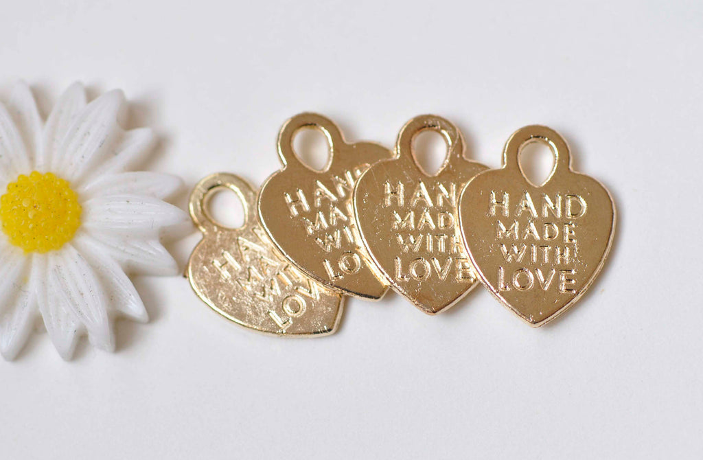 40 pcs Light Gold Heart Charms Double Sided 12x15mm A5460