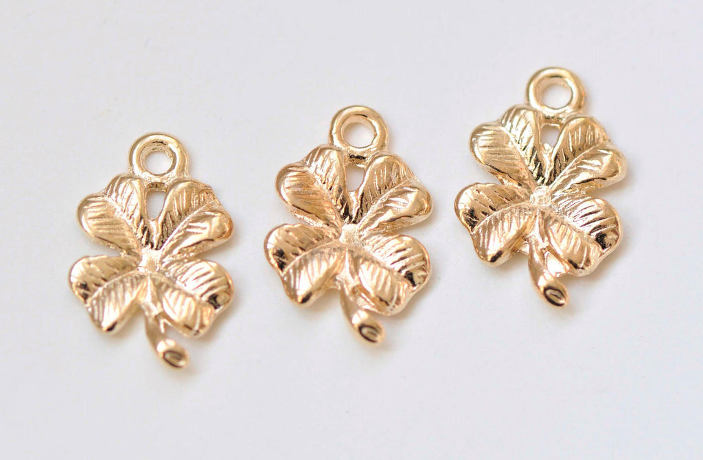 30 pcs Light Gold Lucky Flower Charms 10x19mm A1514