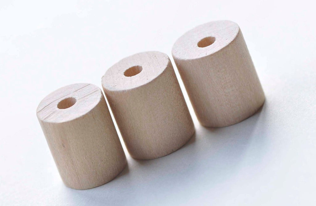 10 pcs Unfinished Natural Cylinder Wood Beads Findings A4359